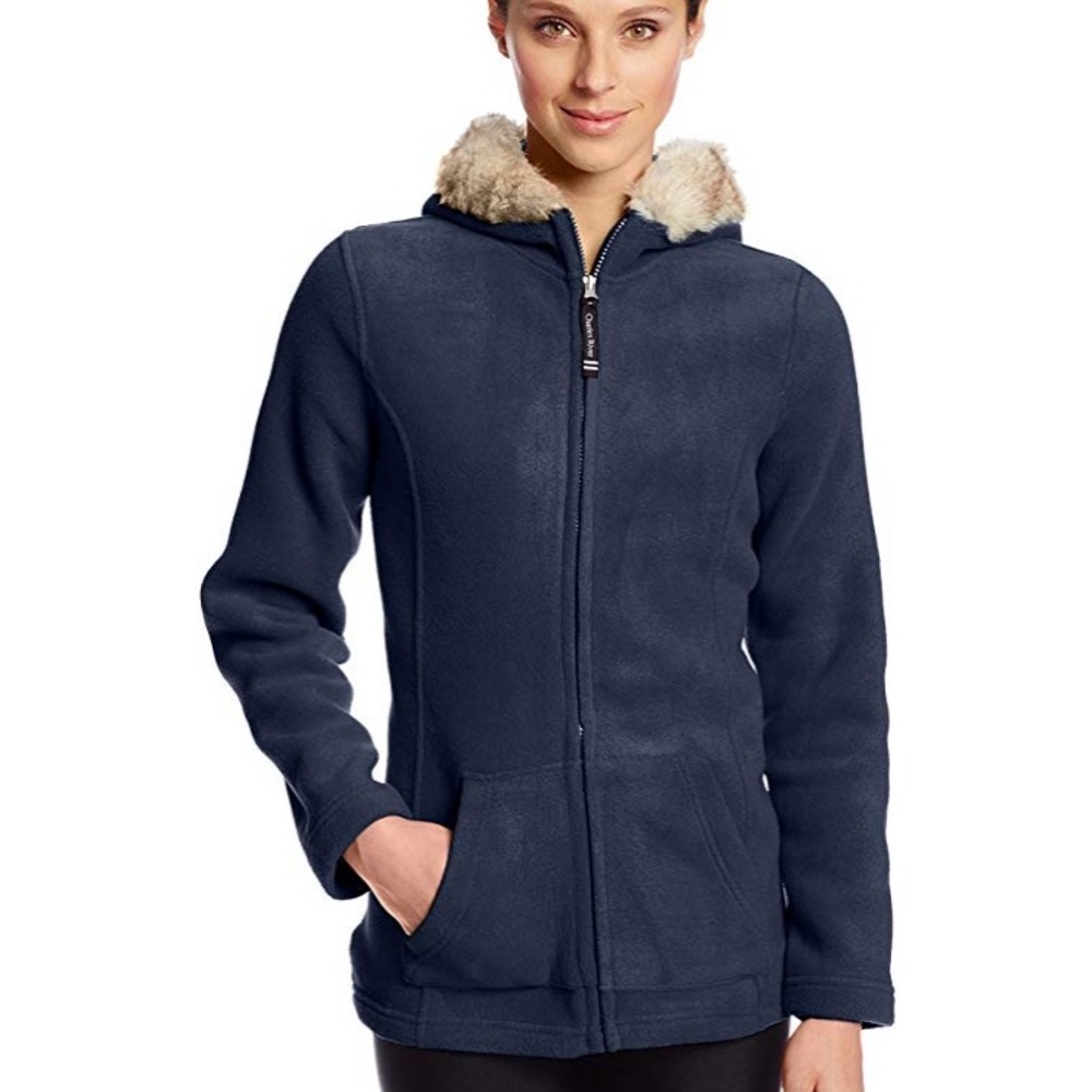 Charles River faux fur hooded jacket blue NEW